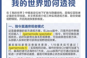 《我的世界》中开启透视的方法是什么？