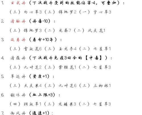 《觅长生》全二品丹药效果及丹方一览（探索游戏中的神奇丹药世界）  第1张